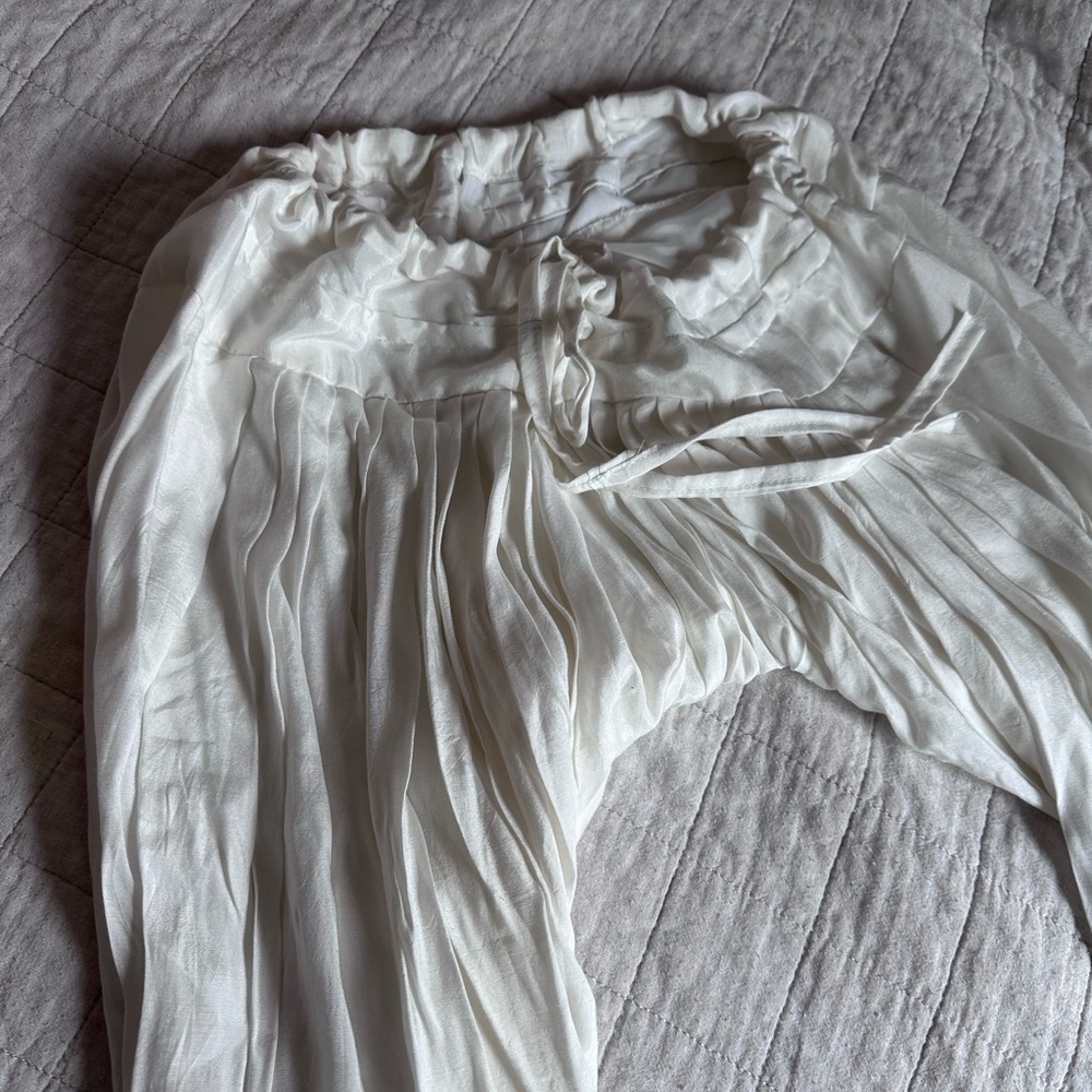 White Pleated harem boho pants